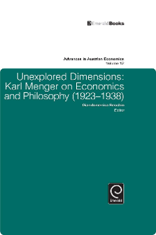 Cover of Unexplored Dimensions: Karl Mengeron Economics and Philosophy (1923–1938)