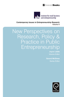 Cover of New Perspectives on Research, Policy & Practice in Public Entrepreneurship